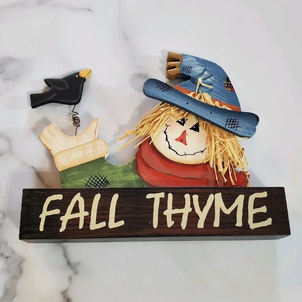 Fall THYME Scarecrow Wood Sign